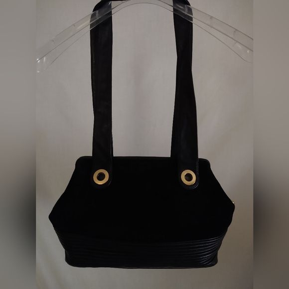 AUTHENTIC RETRO ADRIENNE VITTADINI GENUINE LEATHER/SUEDE LONG HANDLE SATCHEL - Picture 2 of 10